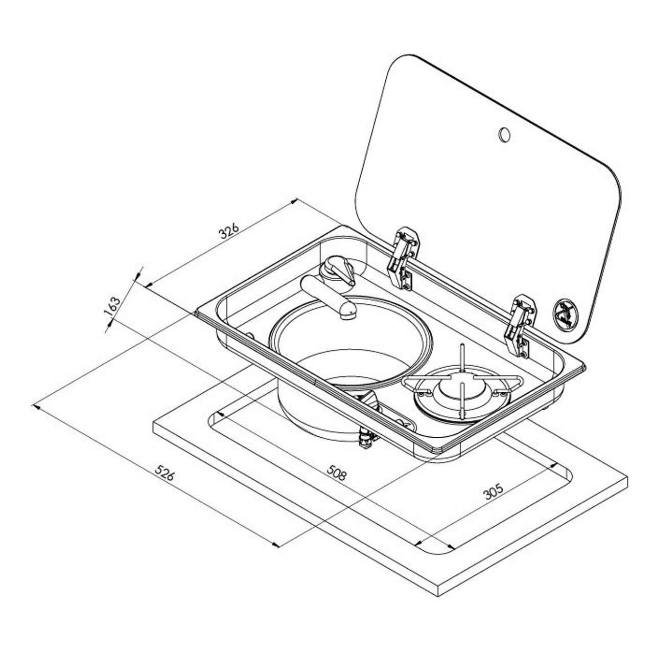 Navy Load Stainless Steel Single Hob With Left Hand Sink and Glass Lid NL.24001 Navy Load Stainless Steel Single Hob With Left Hand Sink And Glass Lid NL.24001 -victronenergy shop 24001 dims 45433.1676825637
