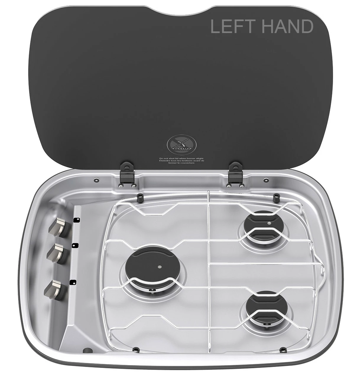 Thetford Spinflo Argent Caravan 3 Burner Hob With Glass Lid - Image 2