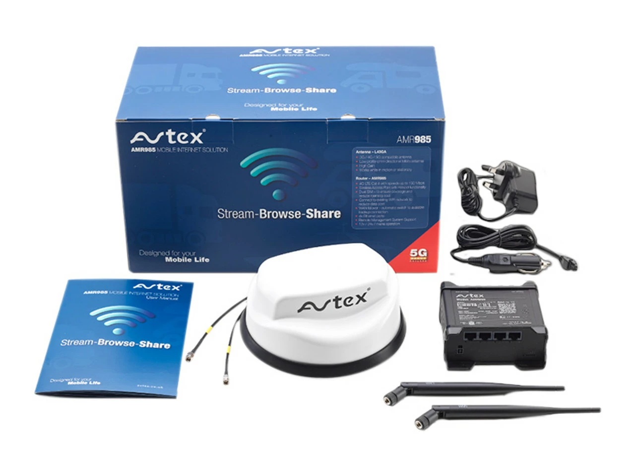 Avtex Router - 3G/4G/5G WiFi Internet Router & Antenna Kit - 12v
