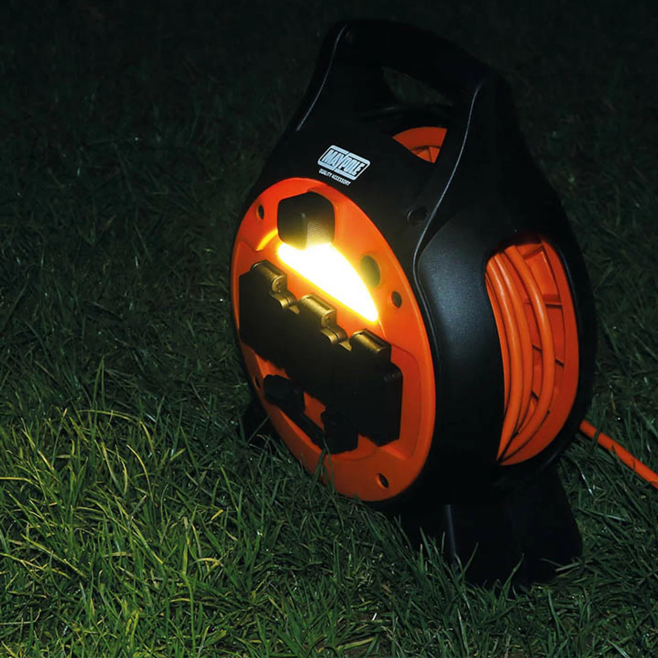 Maypole 15m Roller Mains Unit Camping Hook Up With LED Light - Image 2