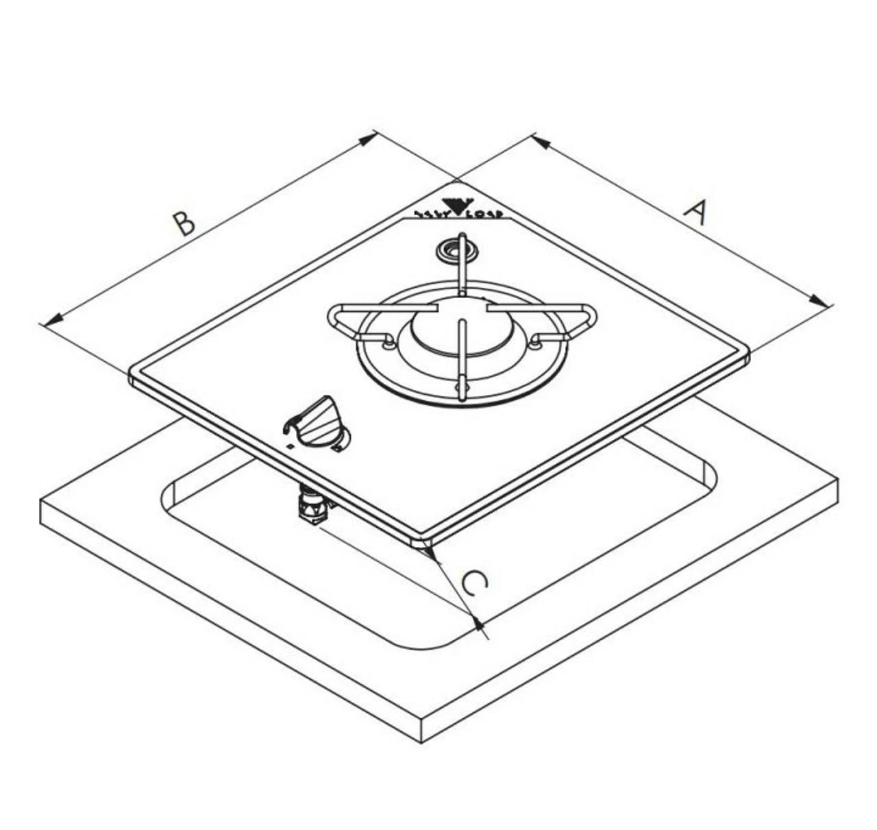 Navy Load Built In Glass Hob Single Burner NL.20000 - Image 2