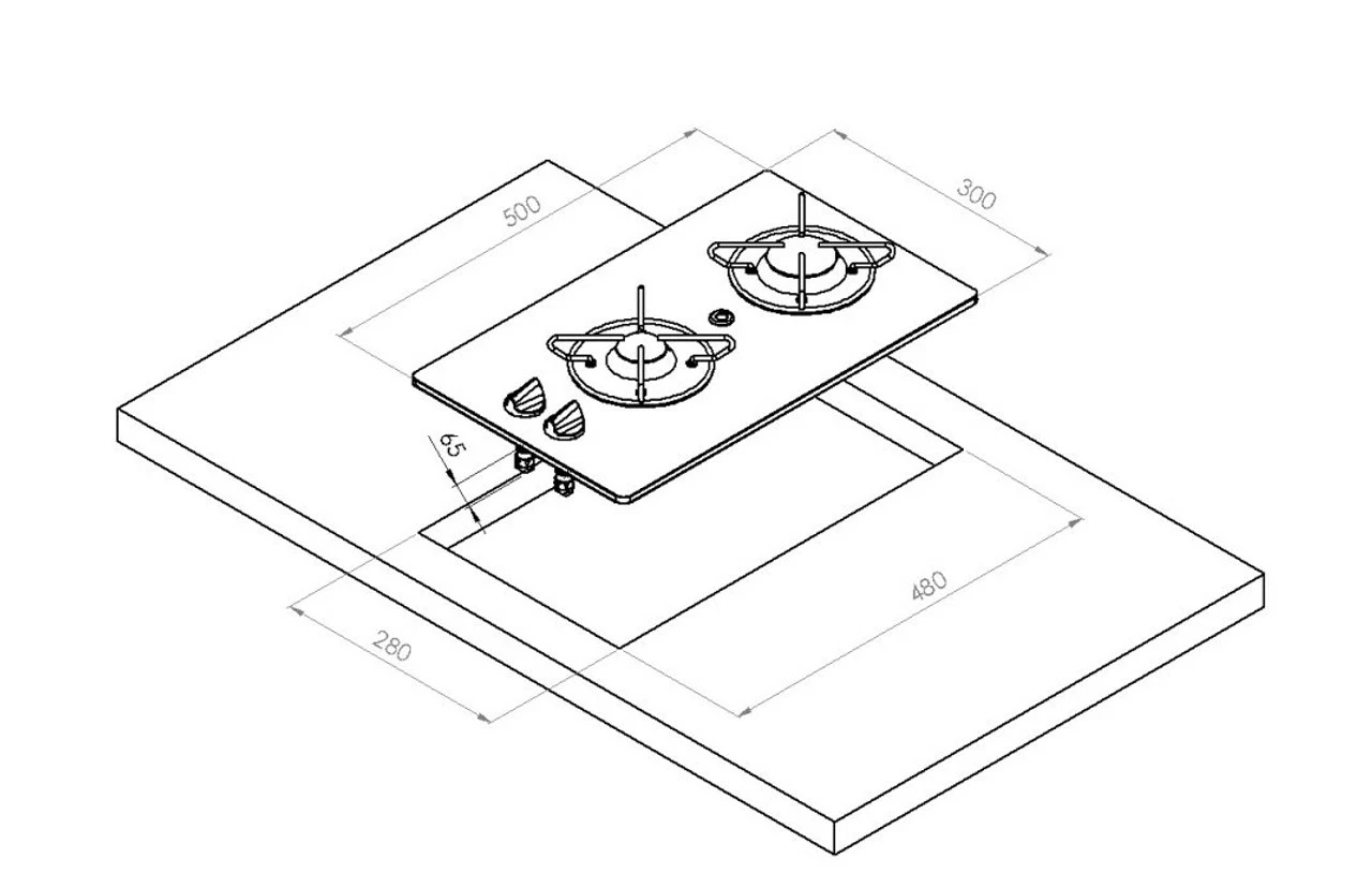 Navy Load Built In Glass Hob Double Burner NL.20003 - Image 2