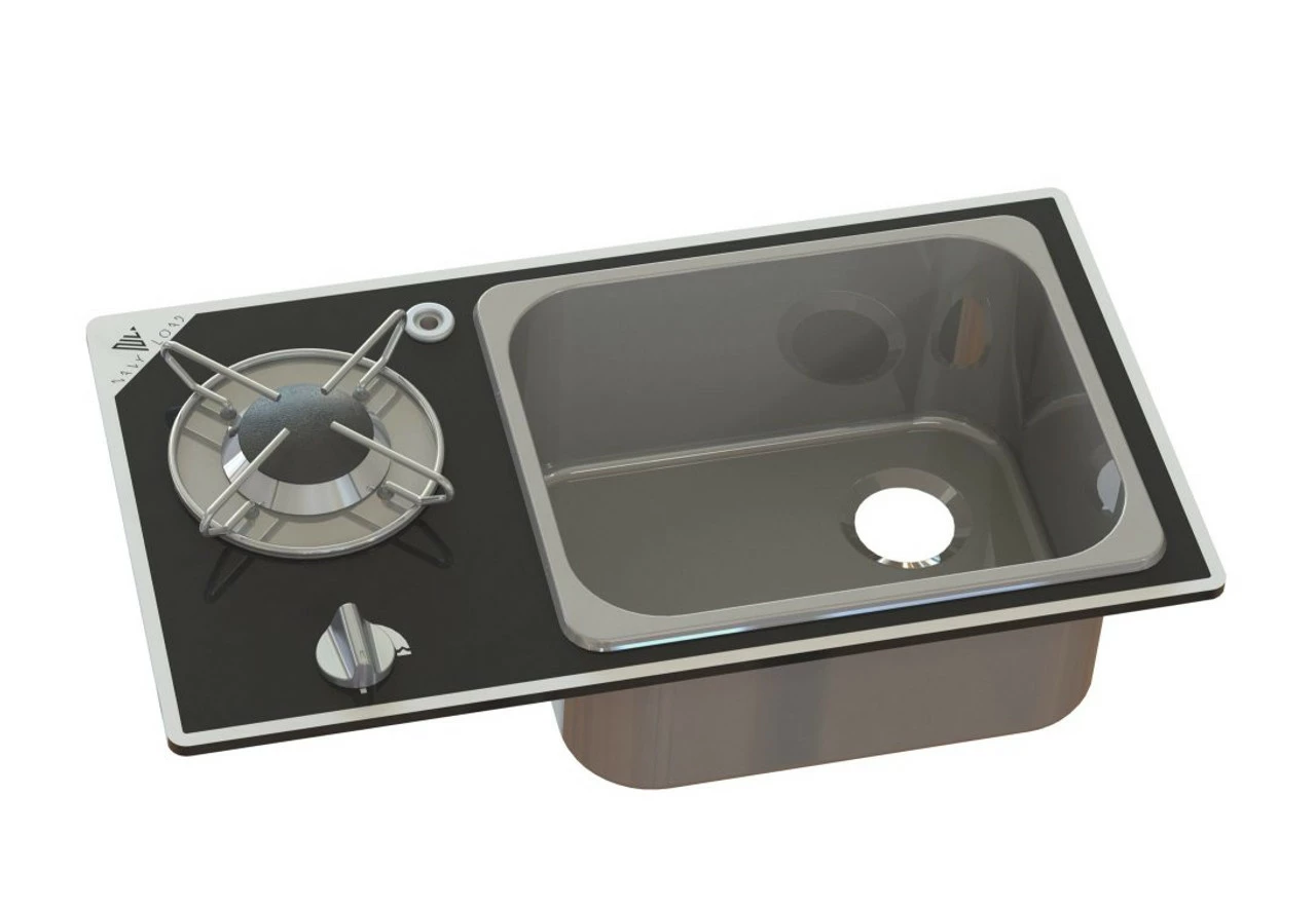Navy Load Glass Built-In Single Burner Hob And Sink NL.20014