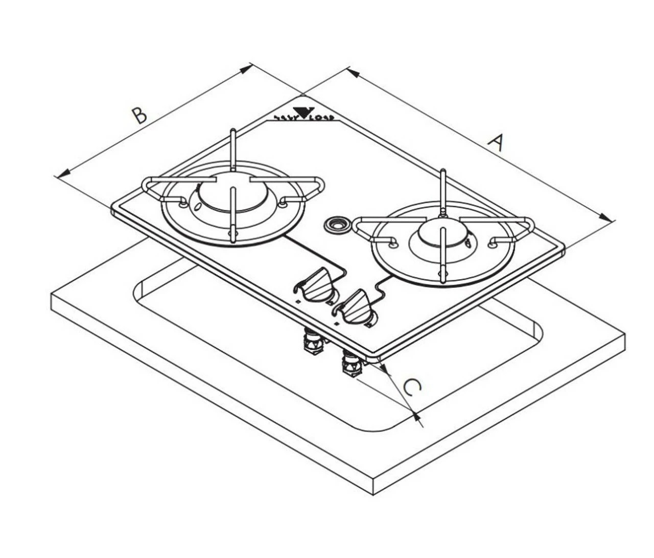 Navy Load Built In Glass Hob Double Burner NL.20001 - Image 2