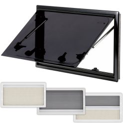 Adventurer Campervan Window With Top Hinge, Blinds & Flyscreen - Flush Acrylic Glass And Frame
