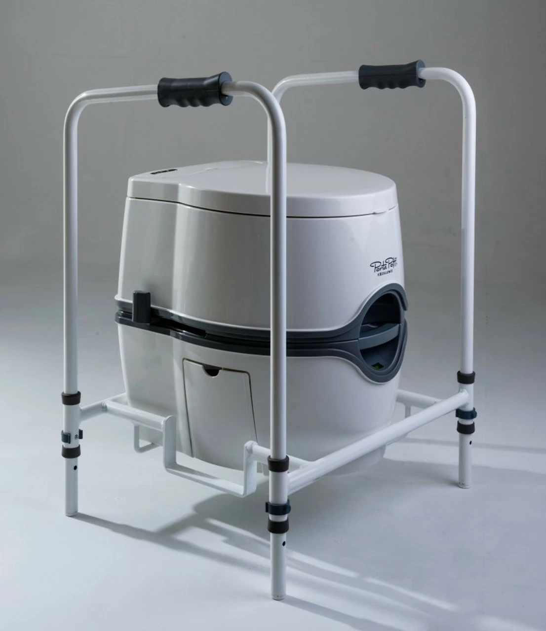 JLS Excellence Electric & Manual Flush Portable Toilet With Folding Mobility Frame - Image 2