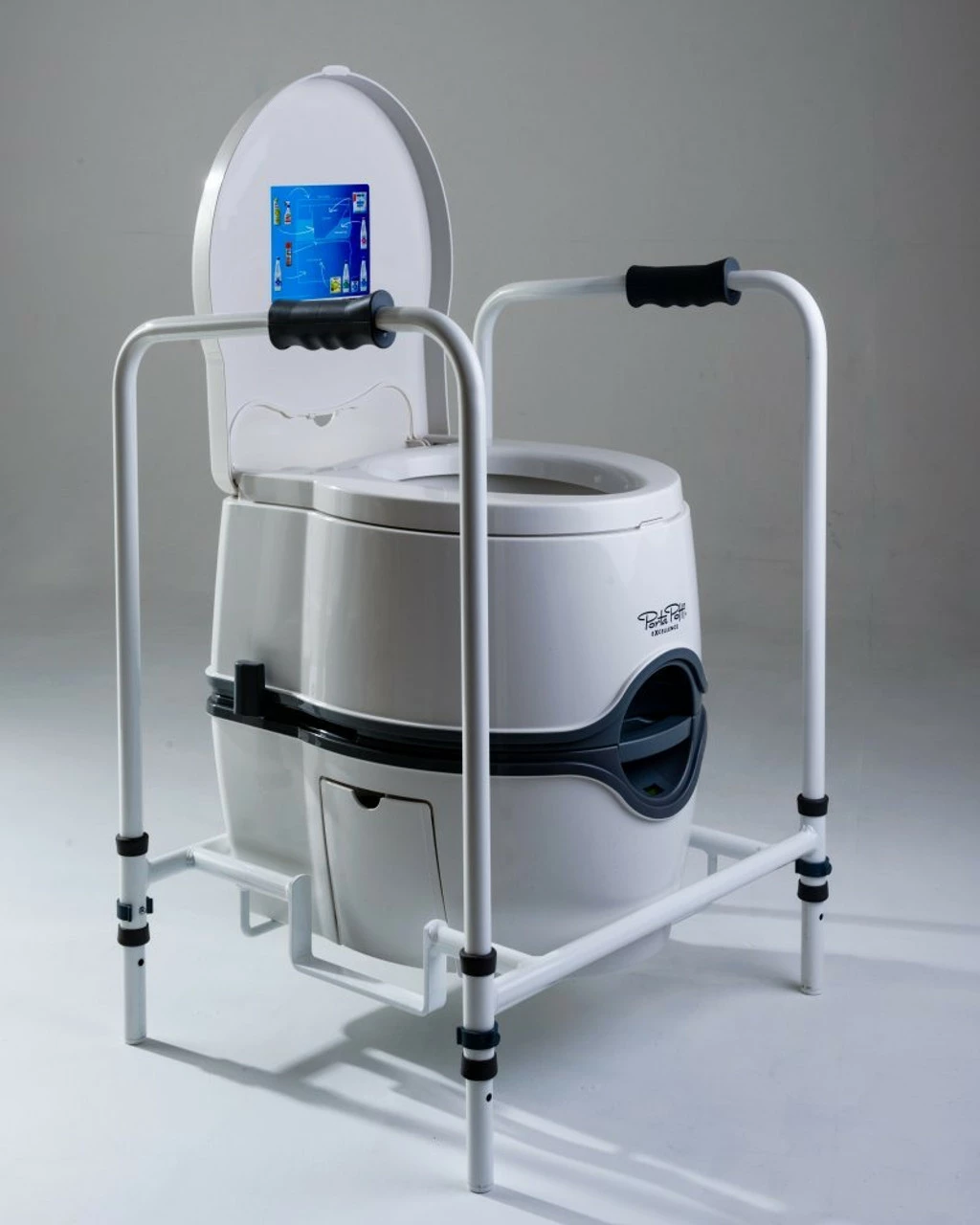 JLS Excellence Electric & Manual Flush Portable Toilet With Folding Mobility Frame